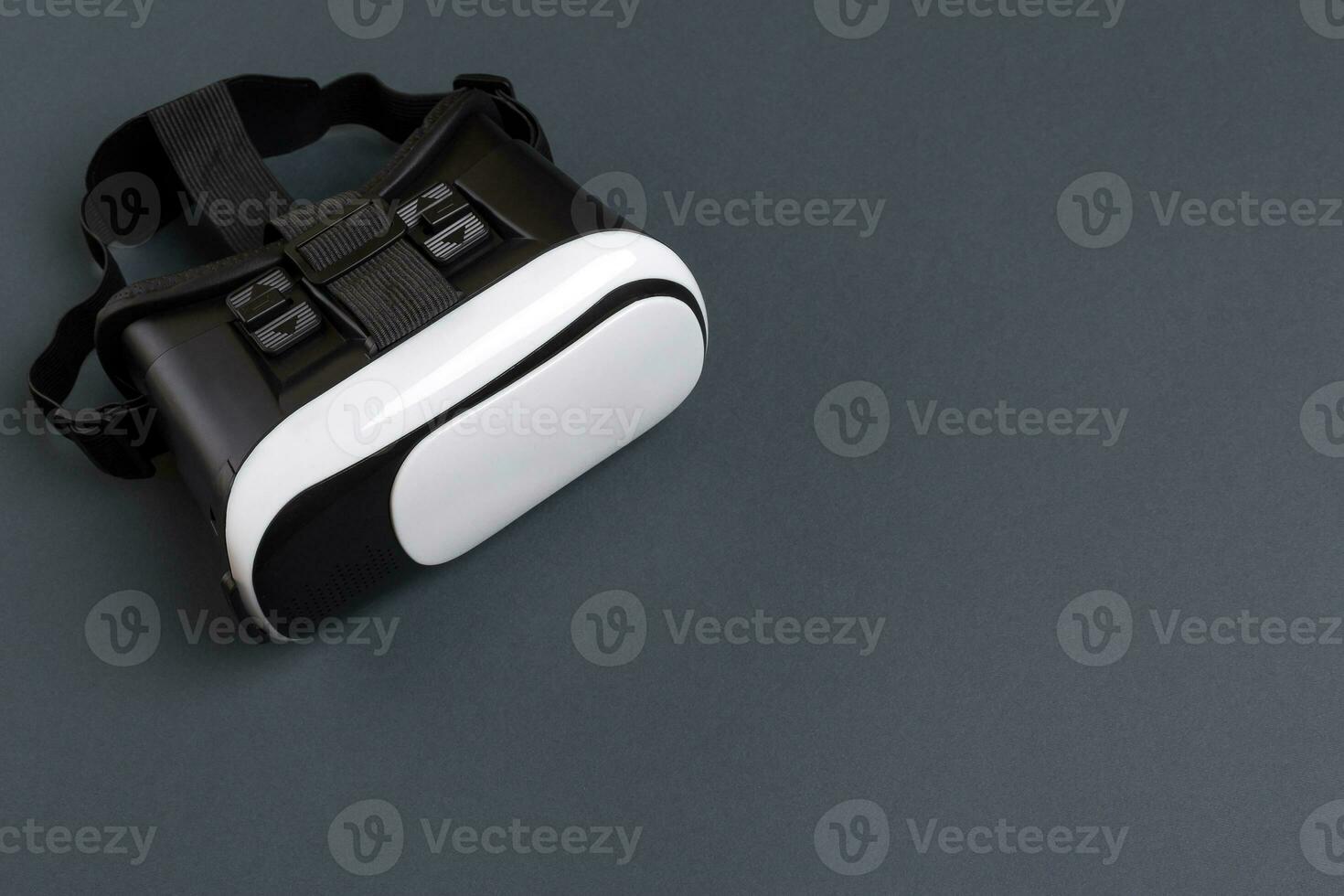 VR Glasses, Virtual Reality Headset, Top View, Isolated on Gray photo