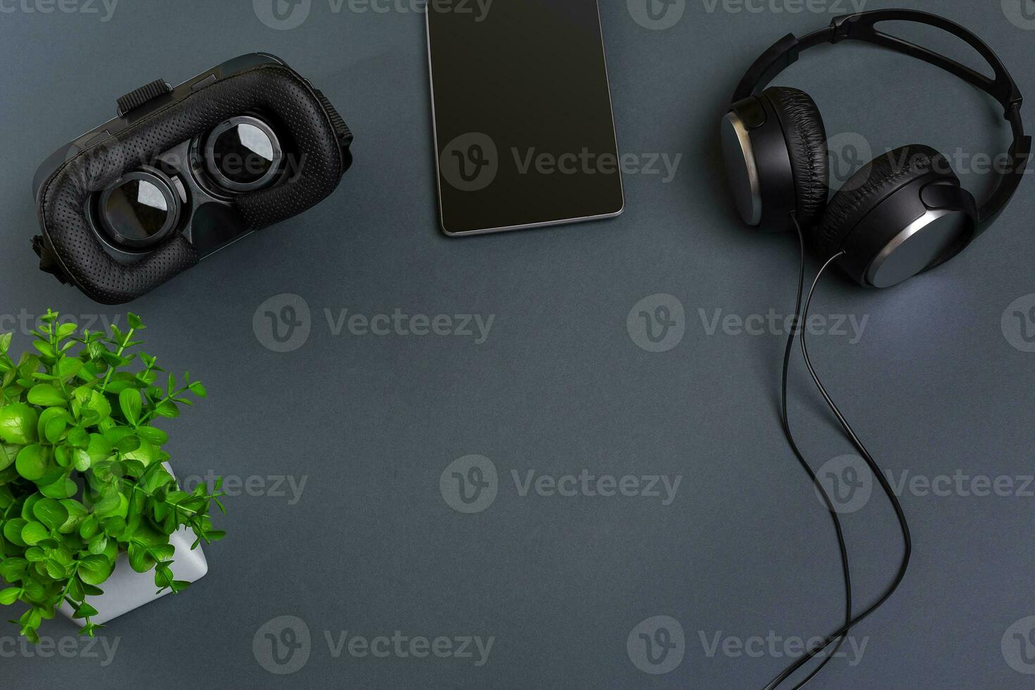 Virtual reality headset. Top view photo