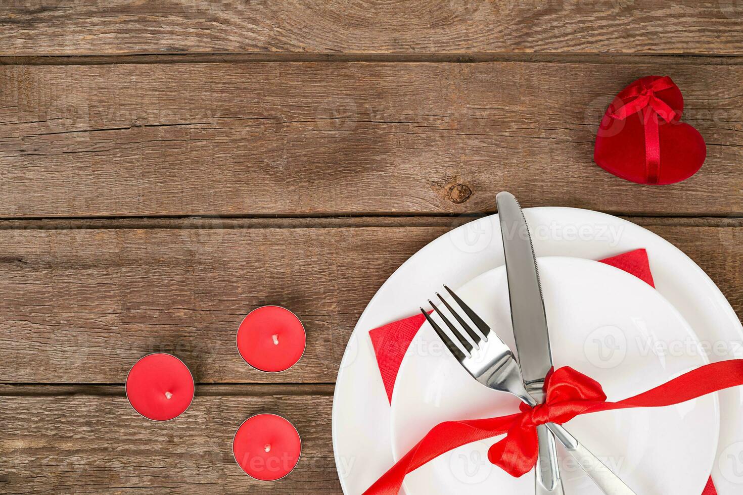 Romantic dinner concept. Valentine day or proposal background. photo