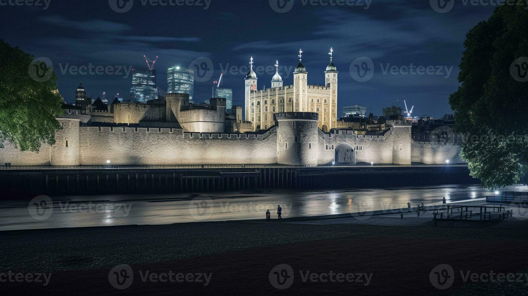 noche ver de torre de Londres. generativo ai foto