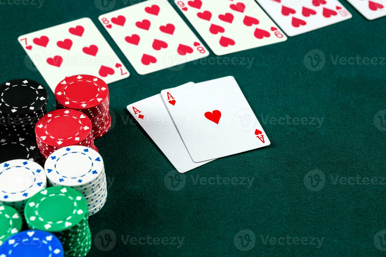 Poker play. Chips and cards photo