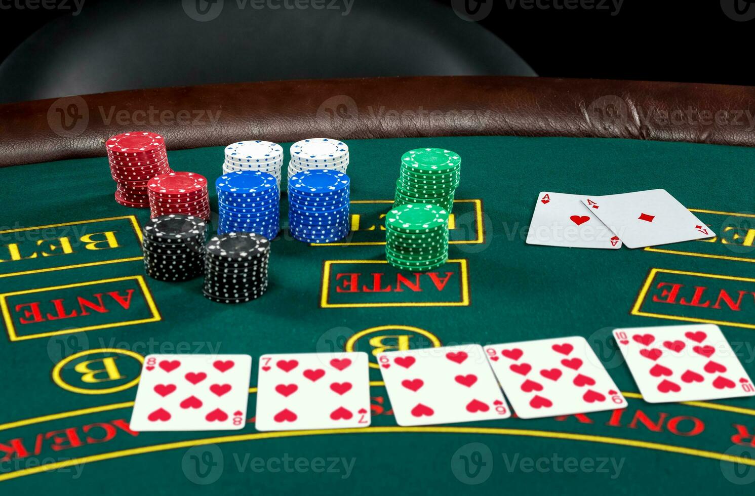 Poker play. Chips and cards photo