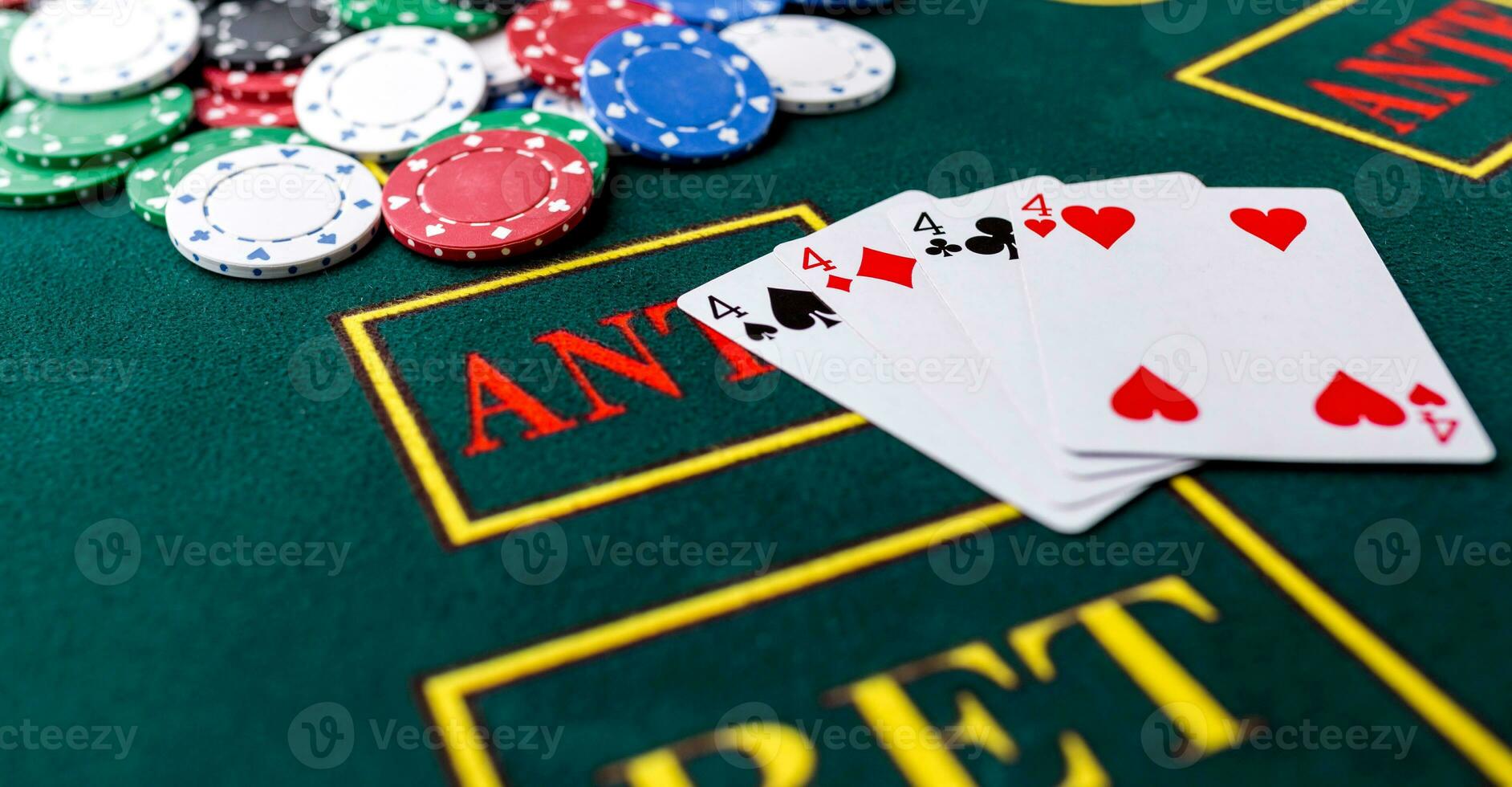 Poker chips on a table at the casino photo