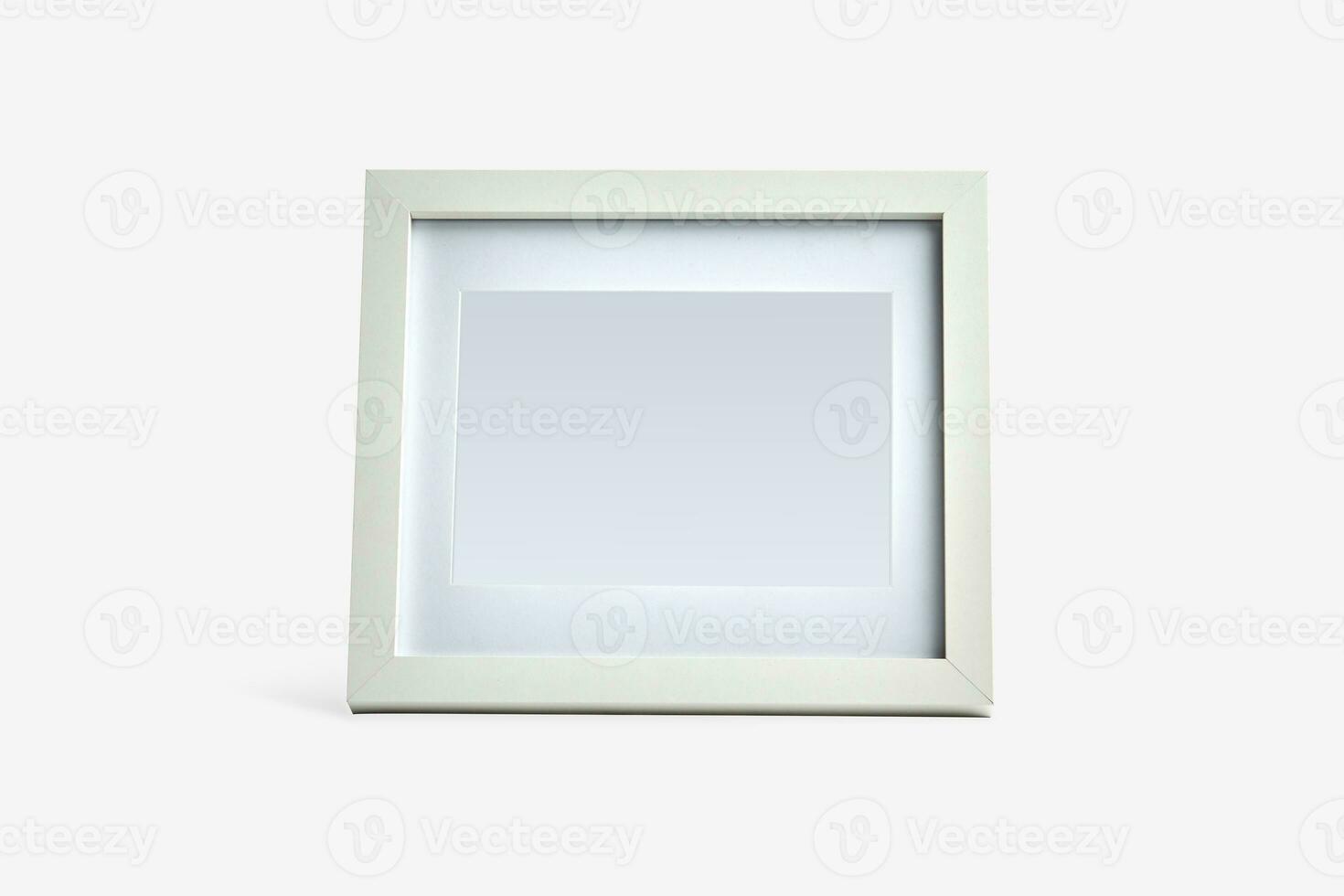 White modern photo frame isolated on white background. Close up, copy space for your text or images