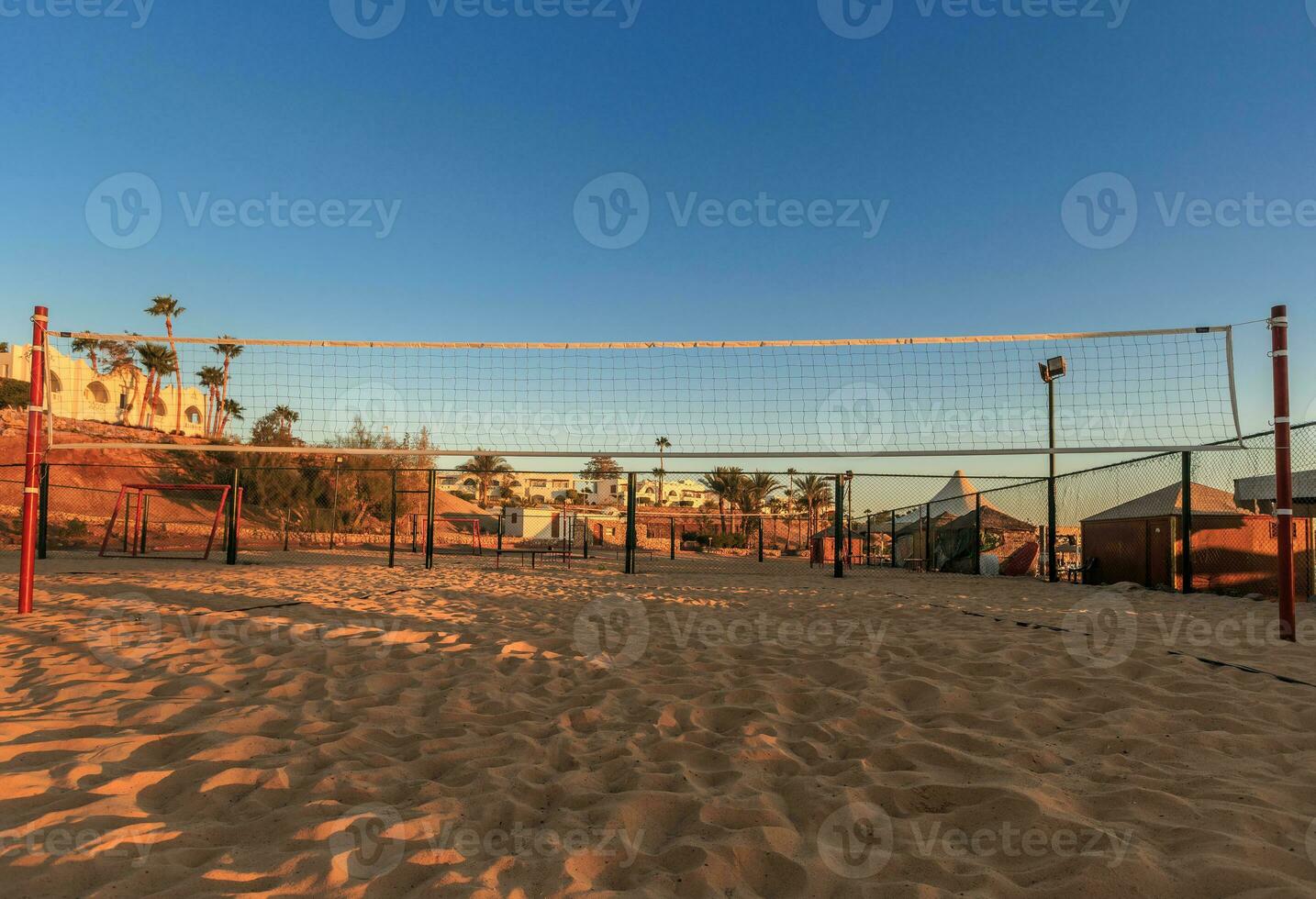 Volleyball net in the morning on beach, Egypt photo