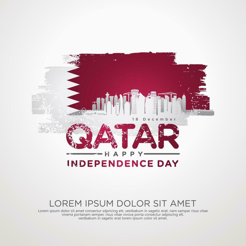 Qatar independence day greeting card vector