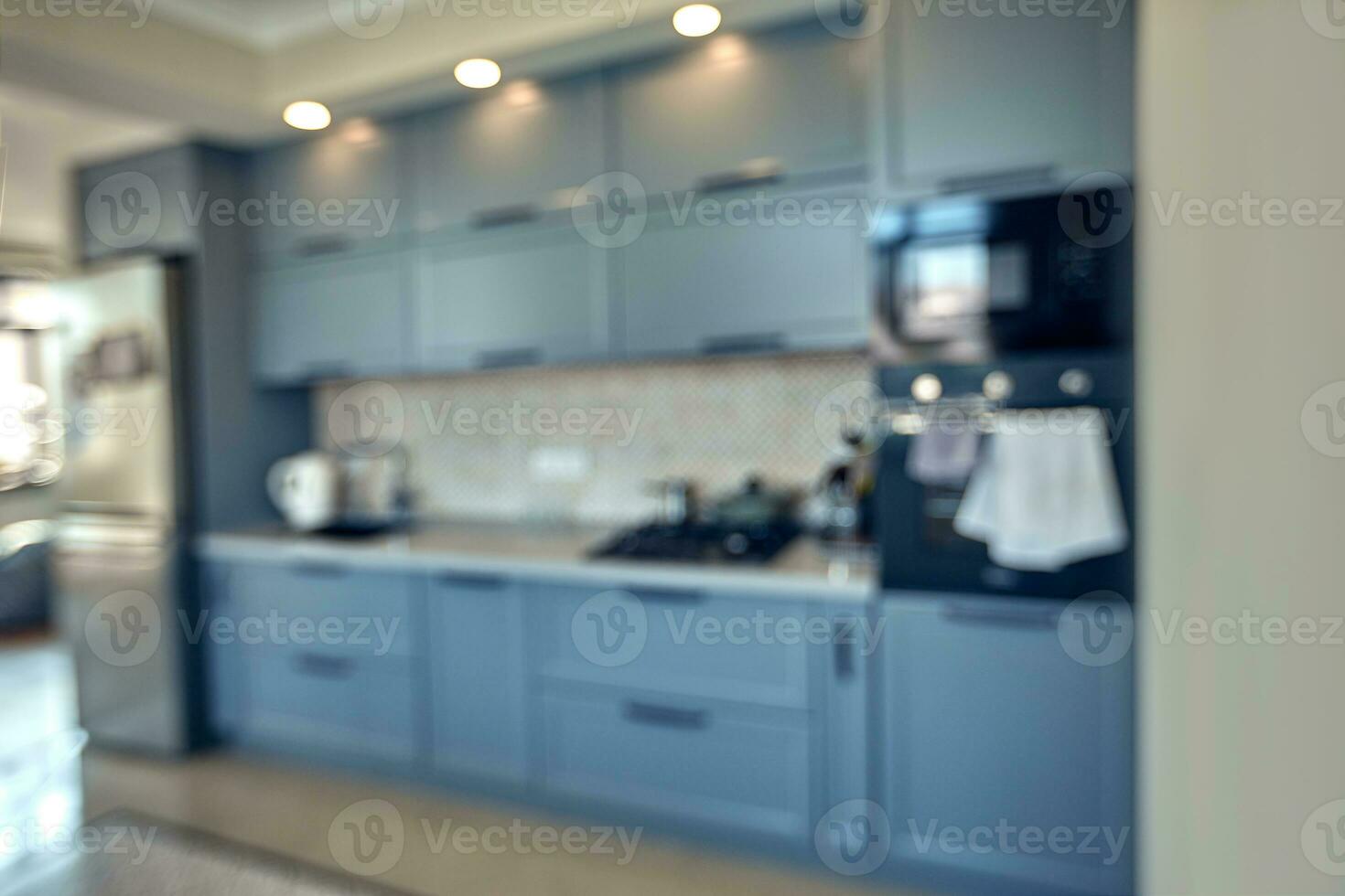 borroso imagen de moderno cocina interior para antecedentes foto