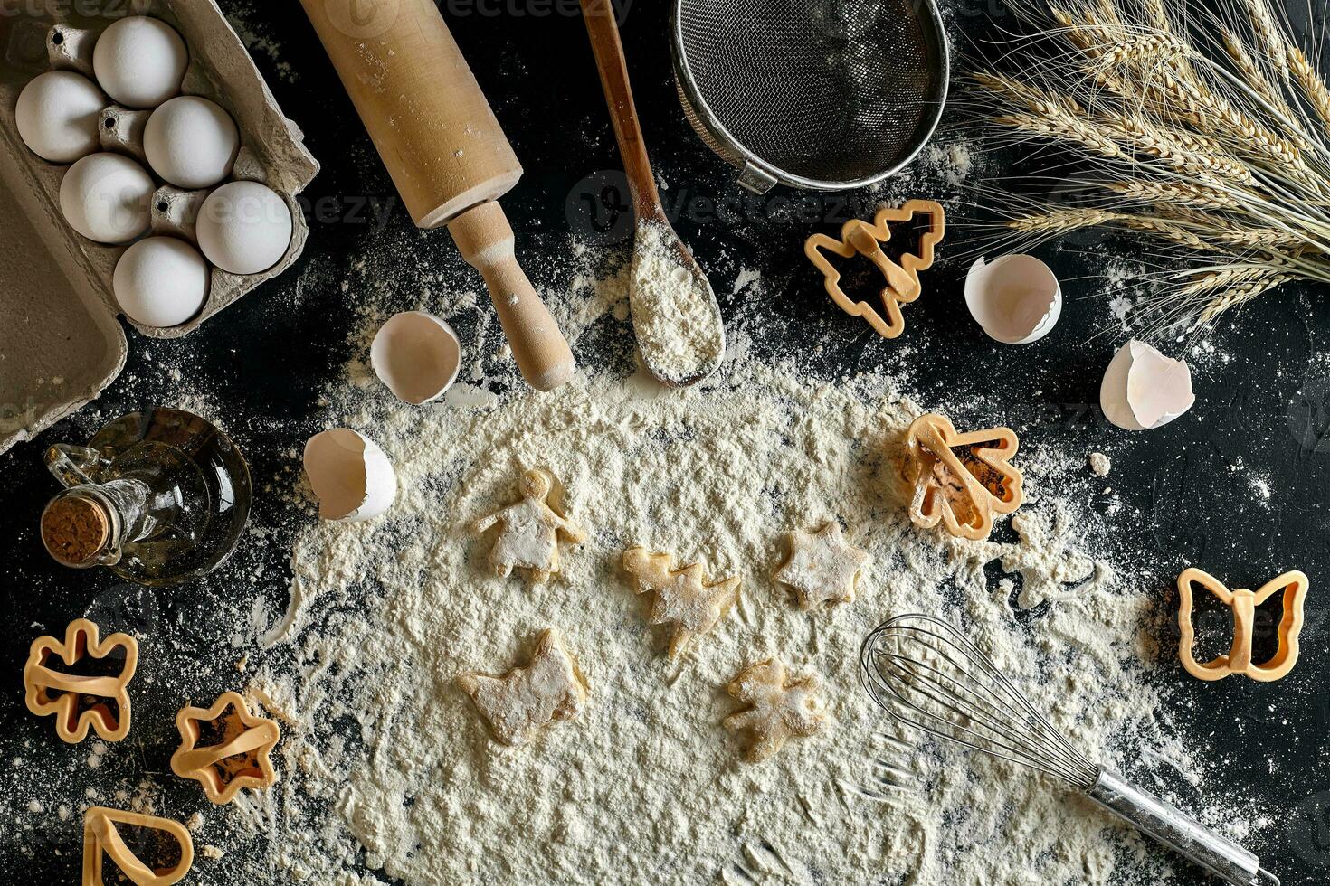 The process of making cookie, top view photo