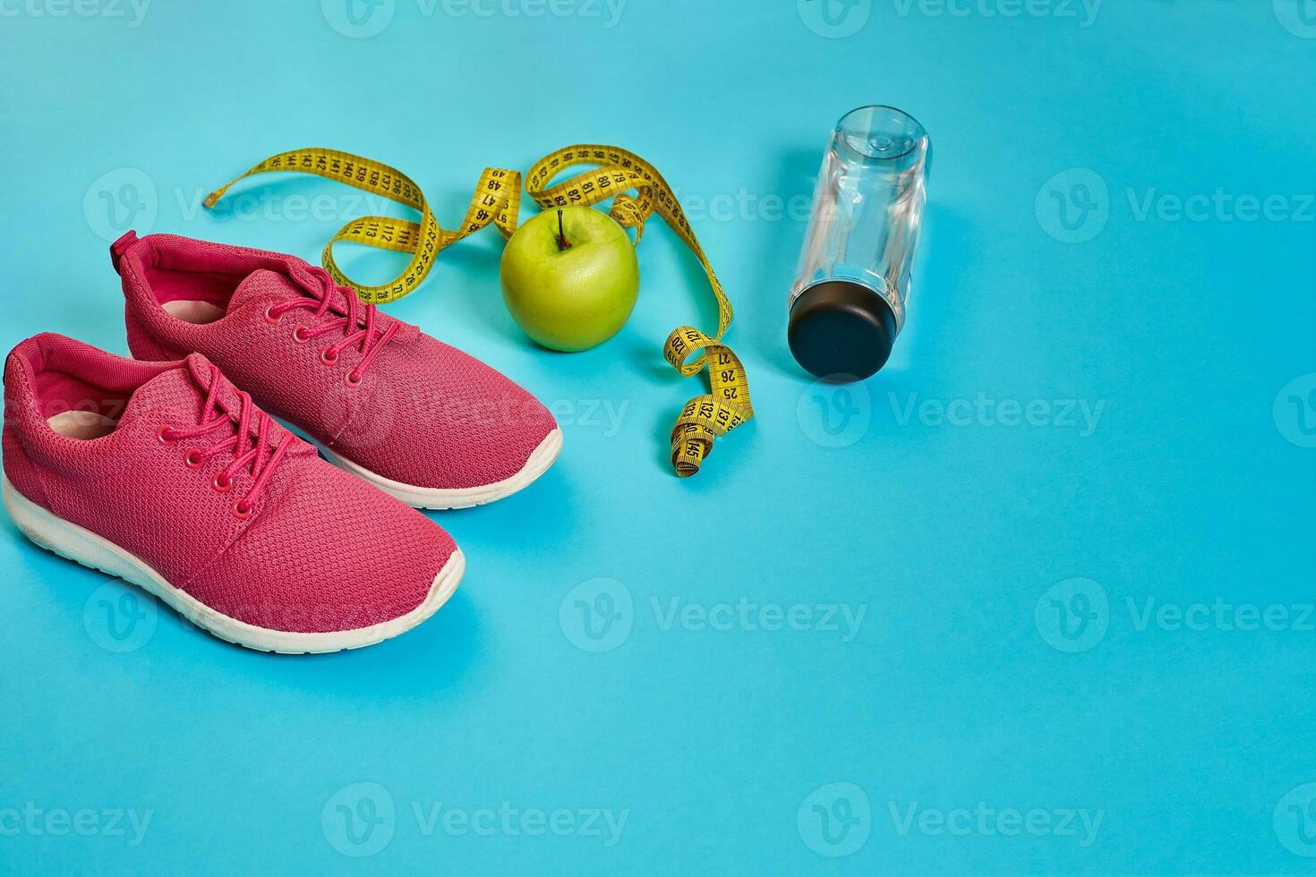 Sneakers, centimeter, green apple, weight loss, running, healthy photo