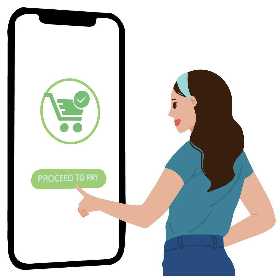 Vector online shopping card less payment by phone design illustration