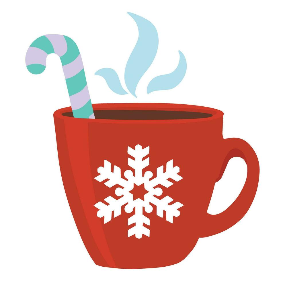 Hot chocolate with marshmallows for celebrate Xmas Christmas on winter illustration vector