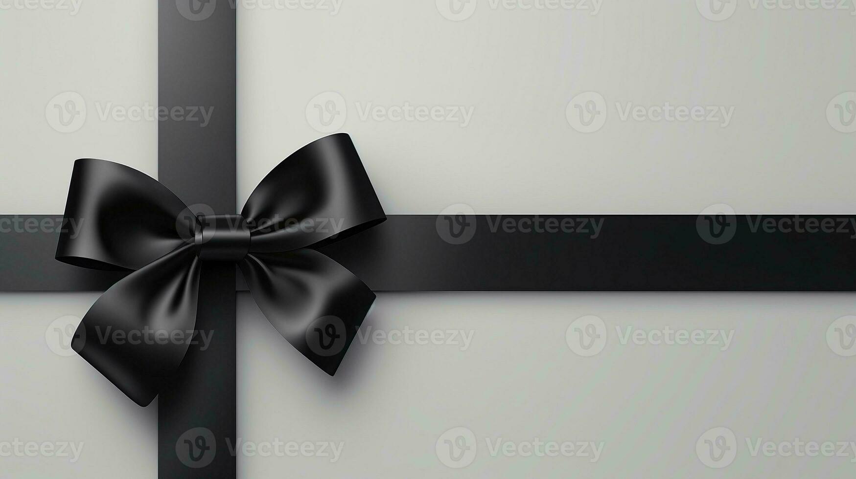 Tied black ribbon on white ai generated banner background copy space photo