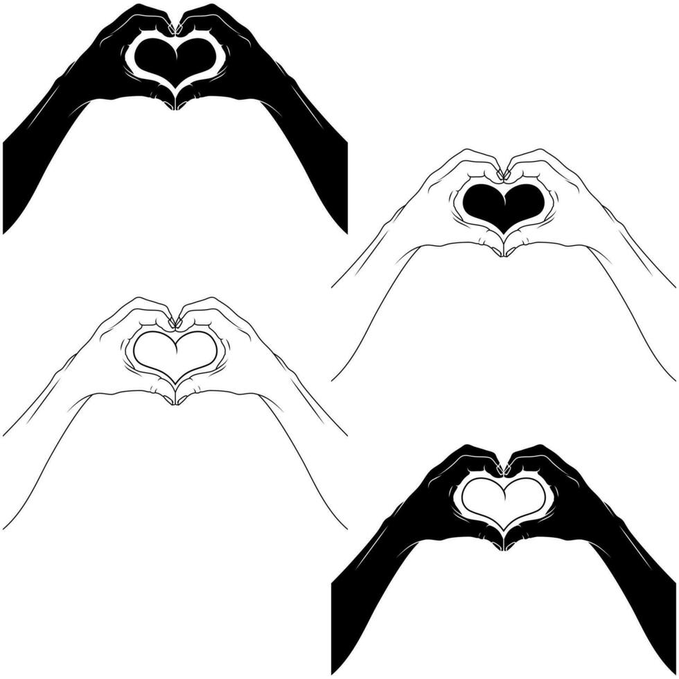 Vector design of hands forming a heart as a symbol of love