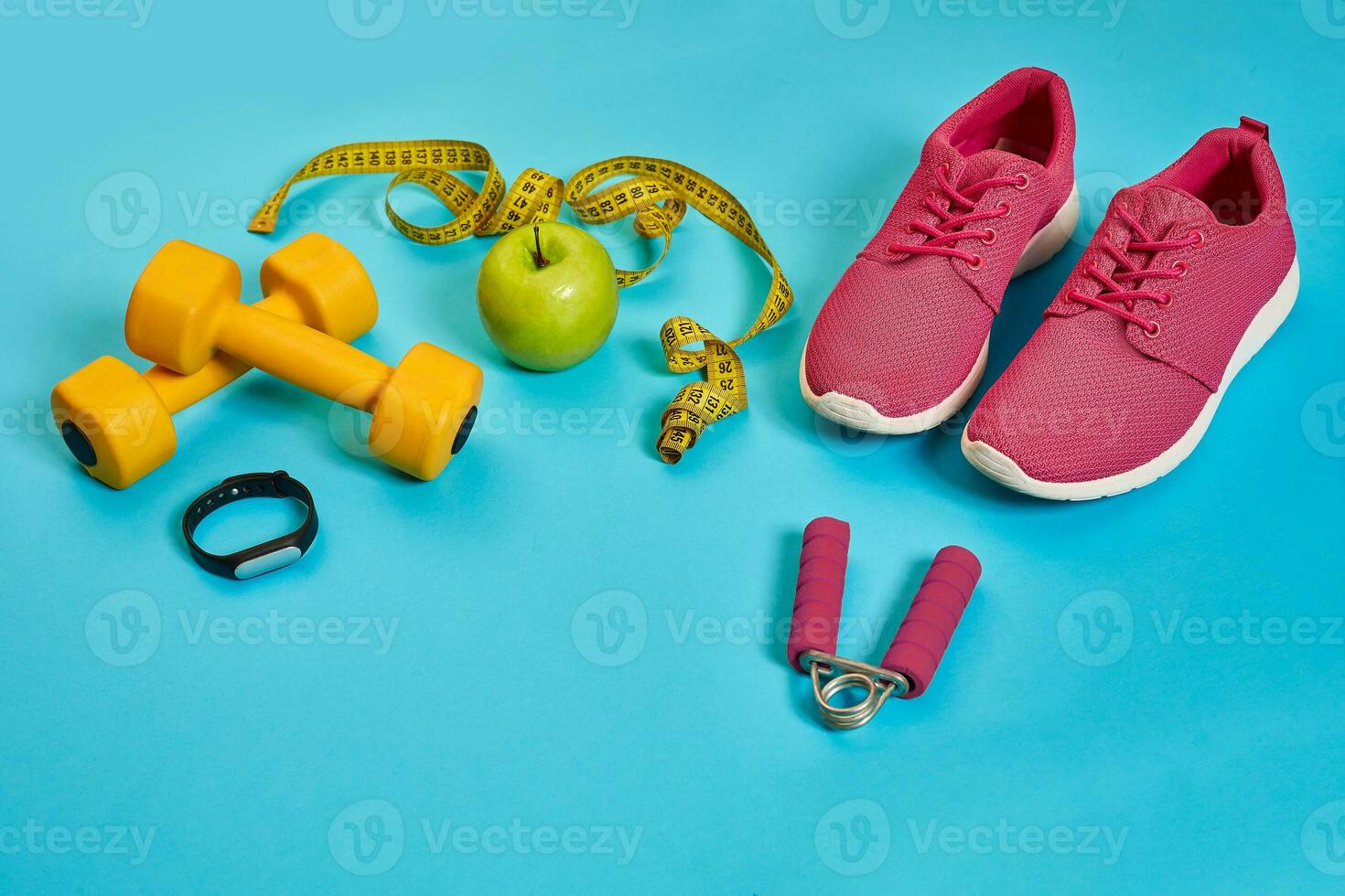 Sneakers, centimeter, green apple, weight loss, running, healthy photo
