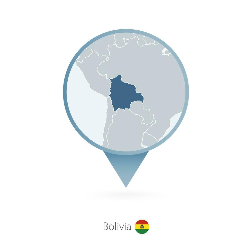 mapa alfiler con detallado mapa de bolivia y vecino países. vector