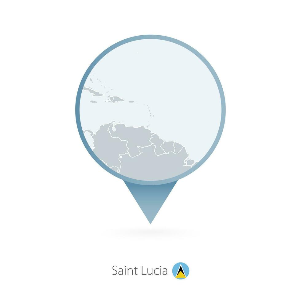 mapa alfiler con detallado mapa de Santo lucia y vecino países. vector