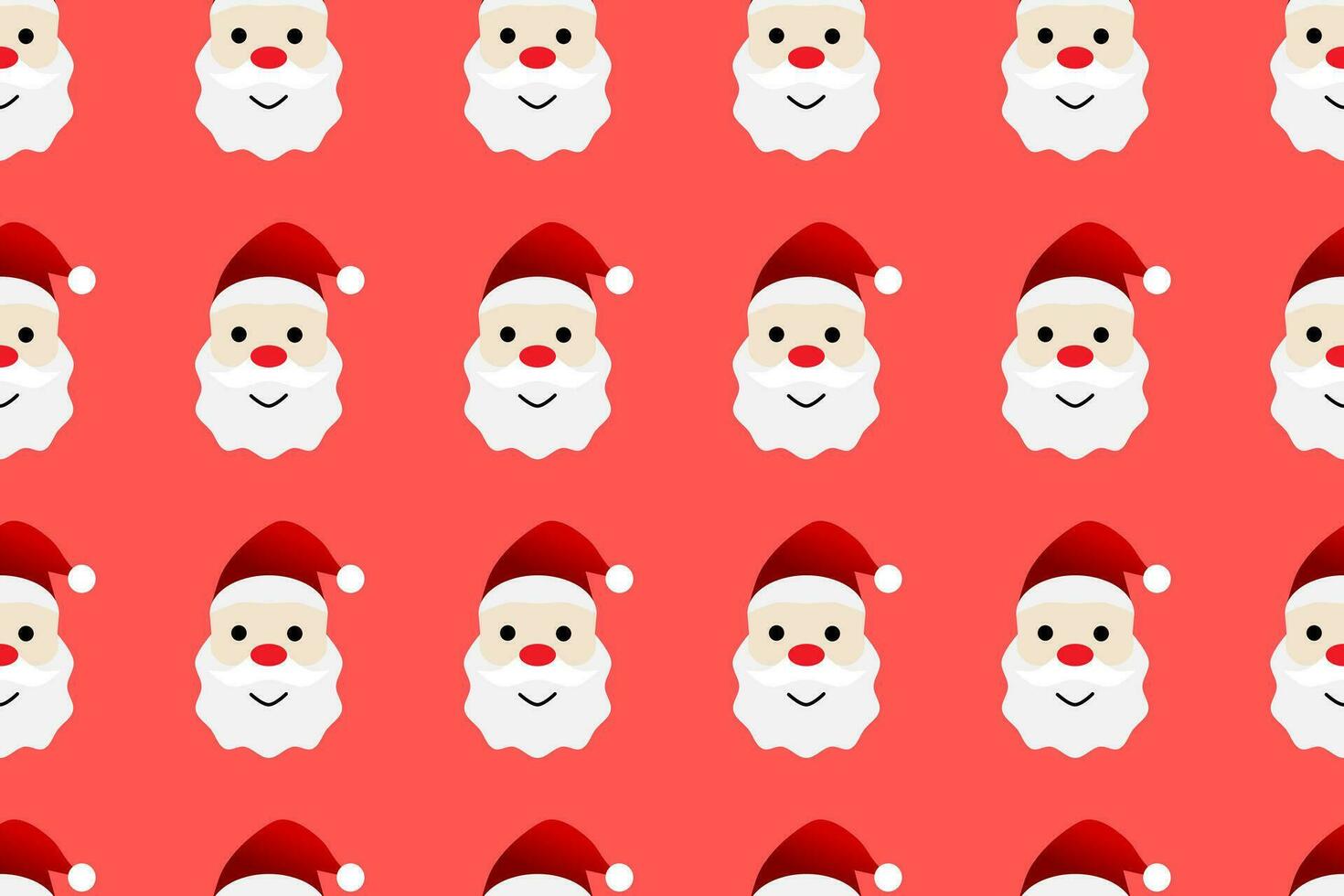 Santa Claus Christmas head seamless pattern on red background. Vector illustration.