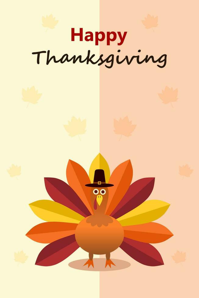 Celebration of Thanksgiving Day with turkey bird, vertical banner illustration vector