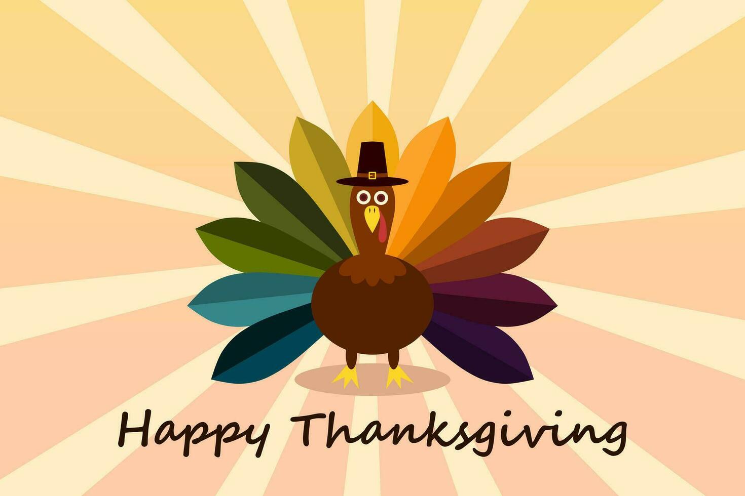 Celebration of Thanksgiving Day with turkey bird. Happy Thanksgiving Day Greeting Card design. vector