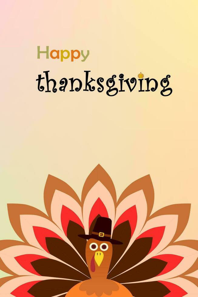 Celebration of Thanksgiving Day with turkey bird, vertical banner illustration vector