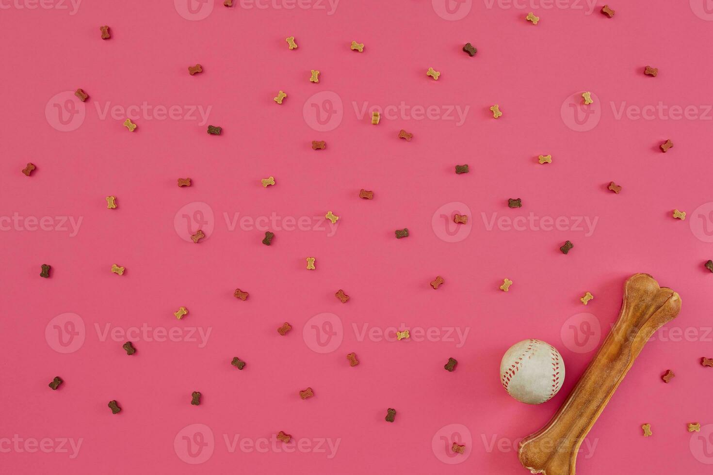 seco perro comida y accesorios en rosado antecedentes foto