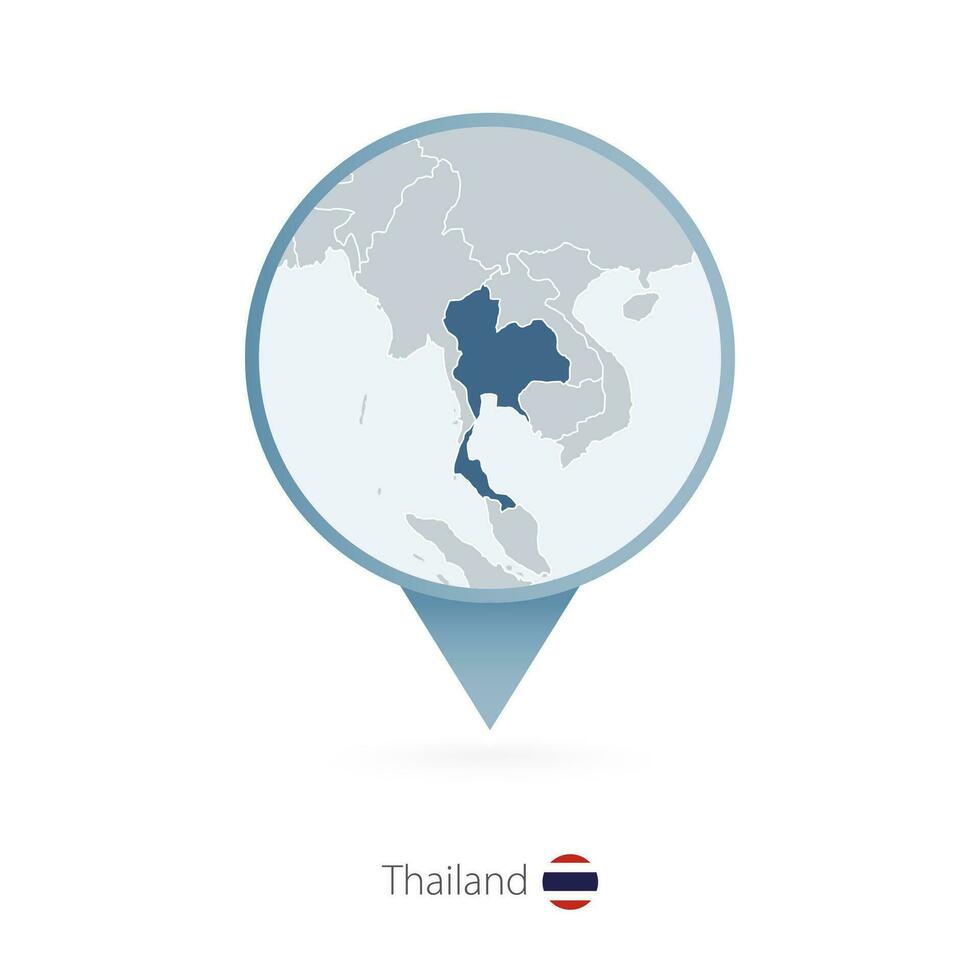 mapa alfiler con detallado mapa de Tailandia y vecino países. vector