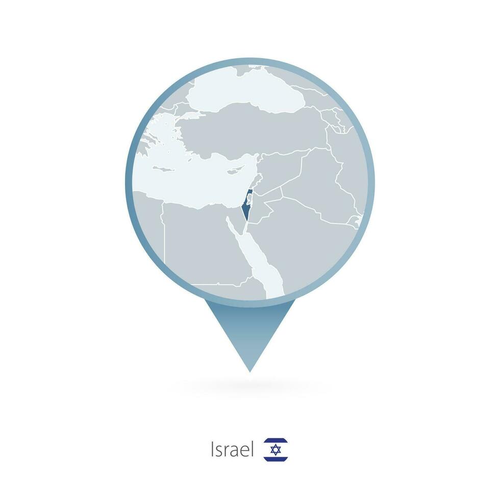 mapa alfiler con detallado mapa de Israel y vecino países. vector