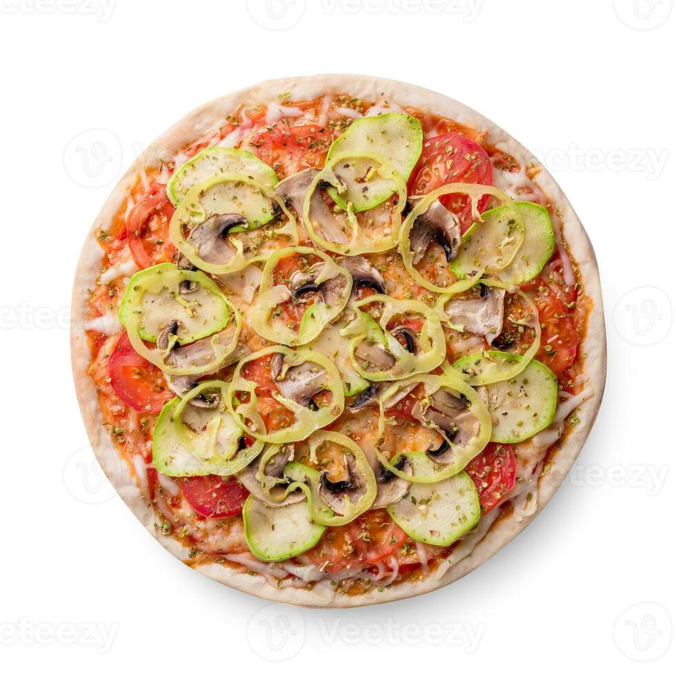 Mushroom pizza vegetarian on white background isolated photo