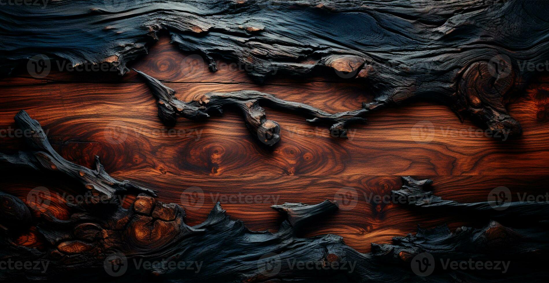 Old rotten wood texture, dark natural background - AI generated image photo