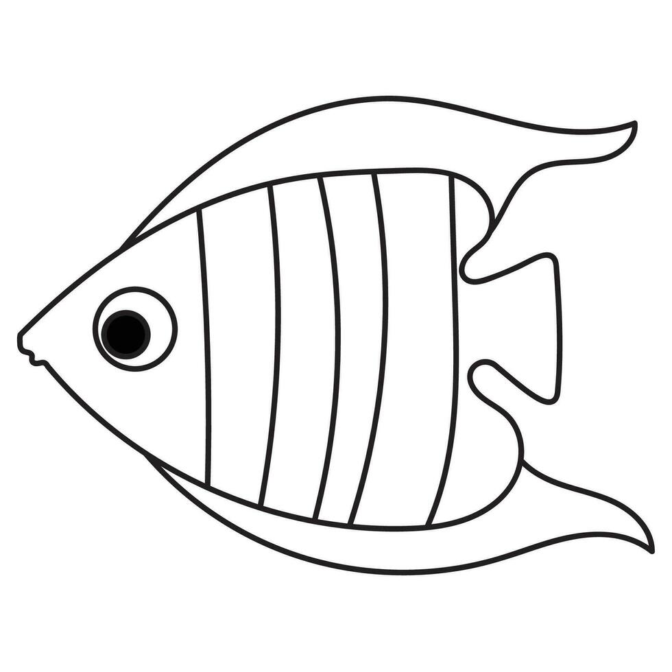 dibujos animados personaje coral pescado aislado en blanco antecedentes. tropical submarino acuático criatura. modelo de linda Oceano pez. educación tarjeta para niños aprendizaje animales vector diseño en dibujos animados estilo,