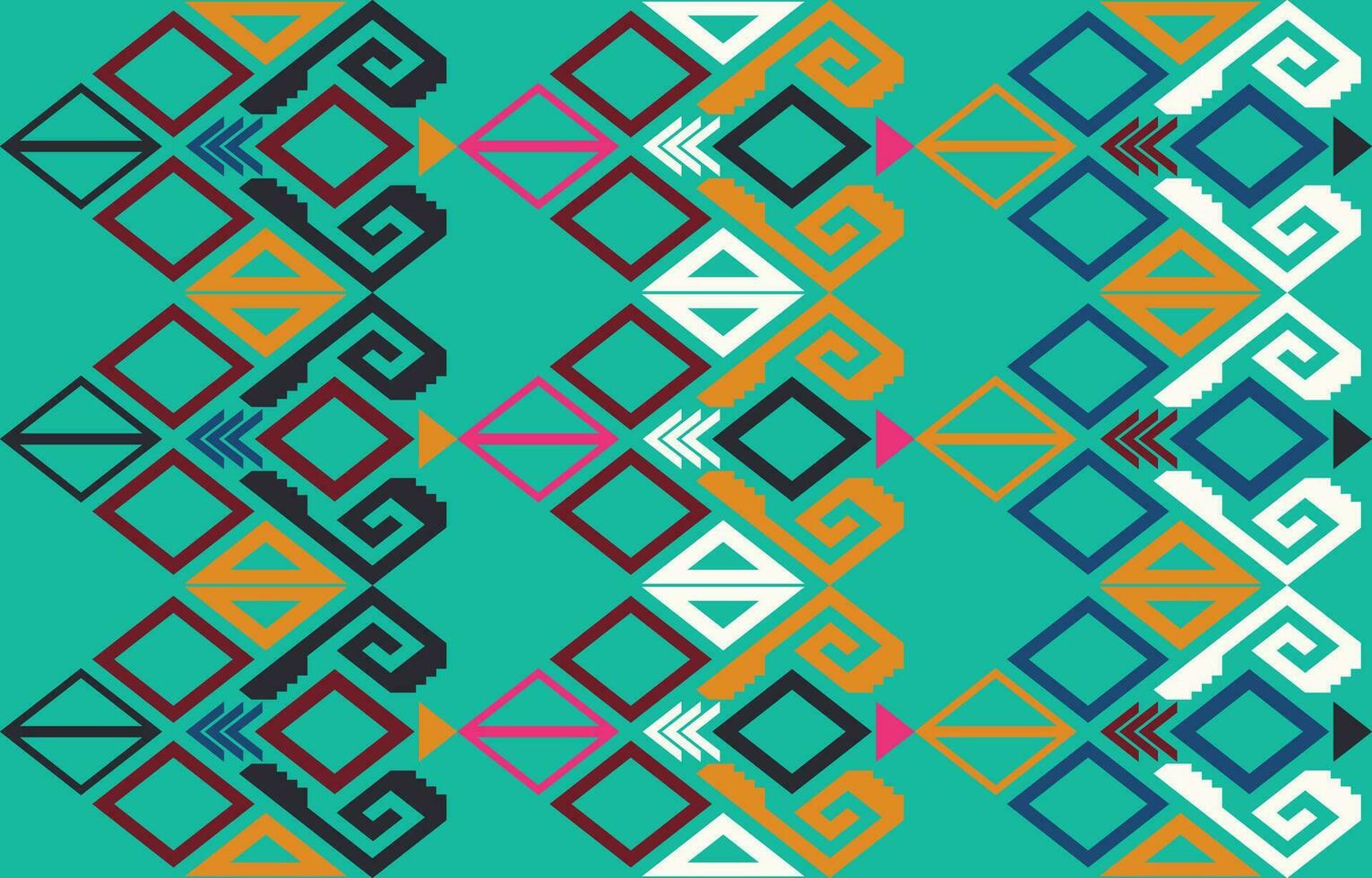 diseño tradicional geométrico étnico oriental para fondo, alfombra, papel pintado, ropa, envoltura, batik, tela, estilo de bordado de ilustración vectorial. vector