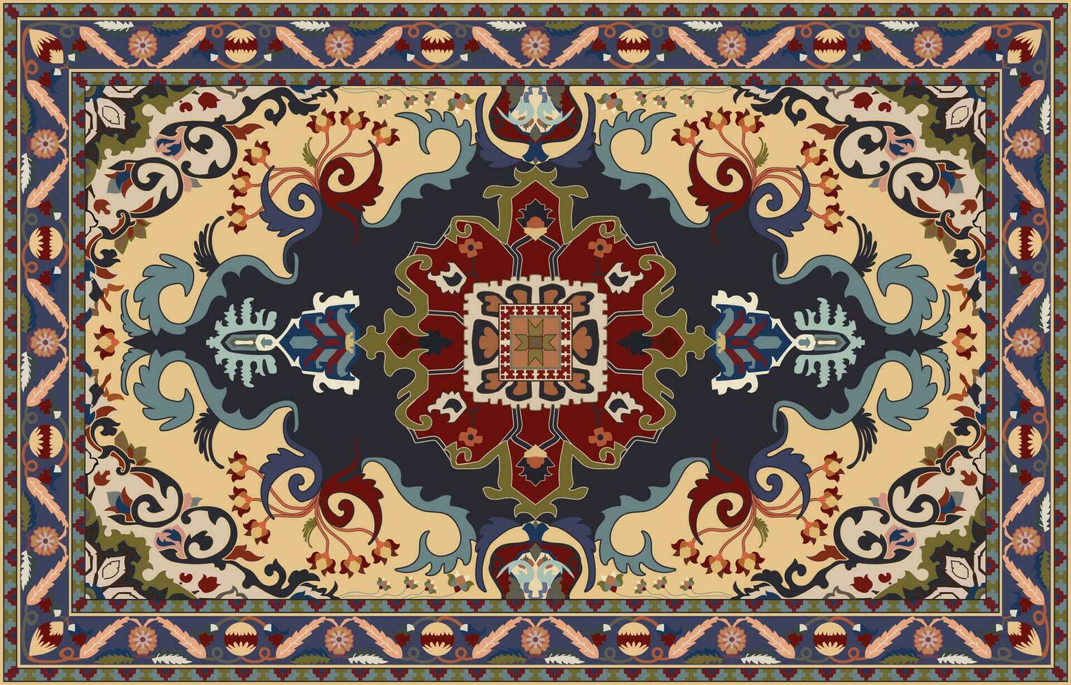 Tribal vector ornament. Seamless African pattern. Ethnic carpet with chevrons. Aztec style. Geometric mosaic on the tile, majolica. Ancient interior. Modern rug. Geo print on textile.ikat pattern