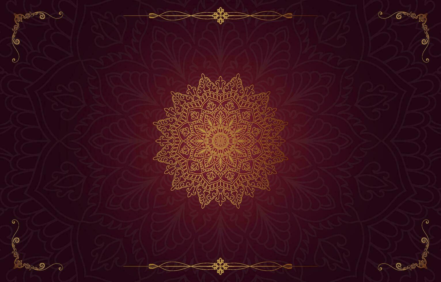 lujoso Arábica rojo y oro mandala antecedentes. vector