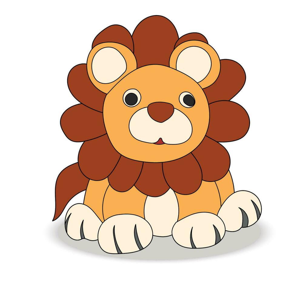 Lion. Lion drawing. Lion cub. Sitting posture. Cuteness. Cartoon image. vector