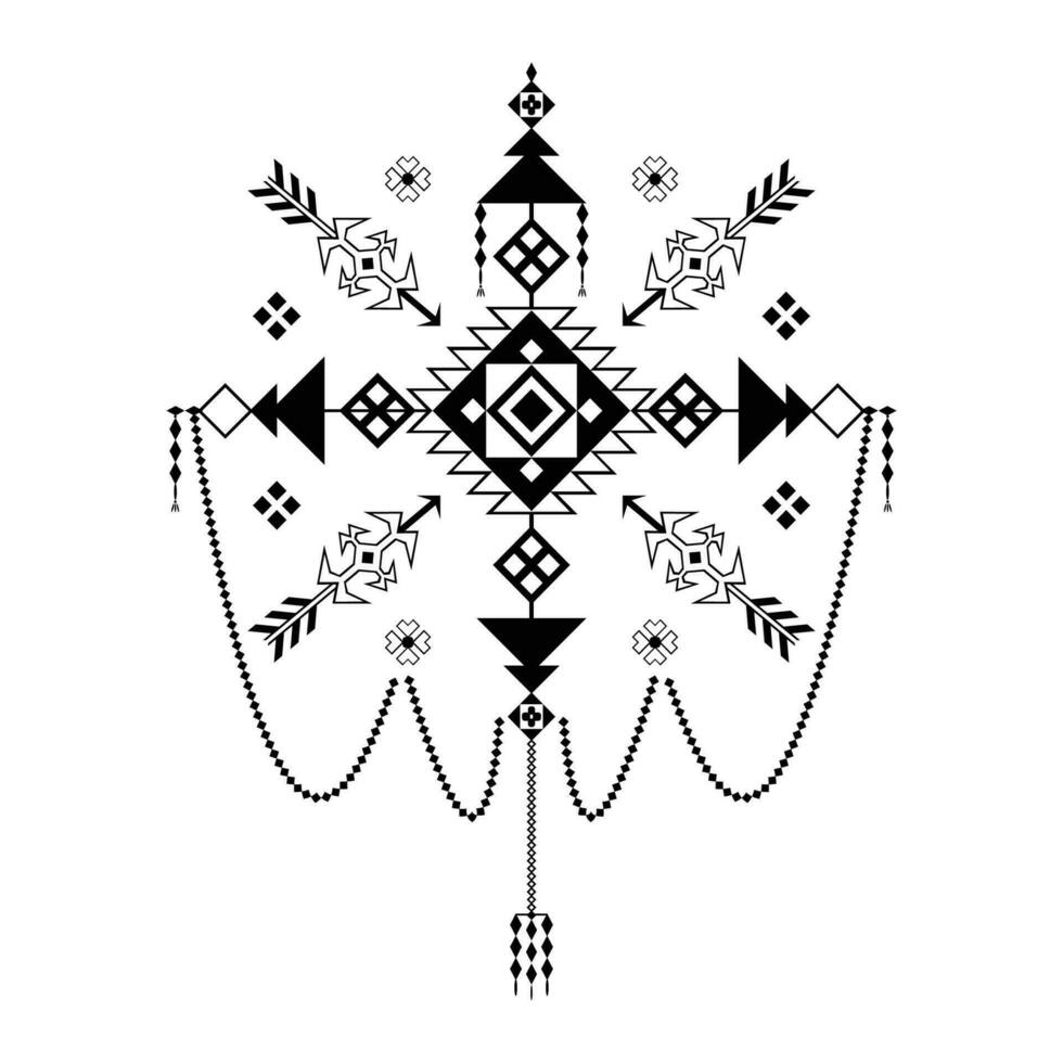 Ethnic design with a blend of geometric elements. Printed fabric, cotton vector