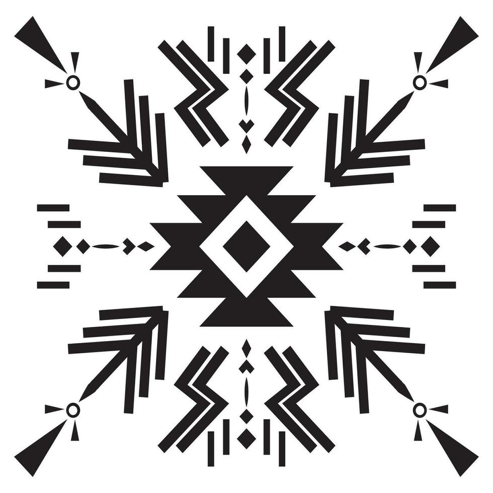 Ethnic design with a blend of geometric elements. Printed fabric, cotton vector