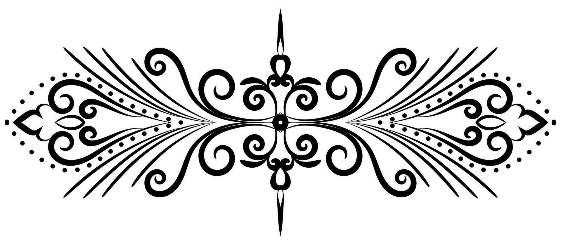 Flower border decorative design element Wedding banners, frames, labels, black lines on white. vector