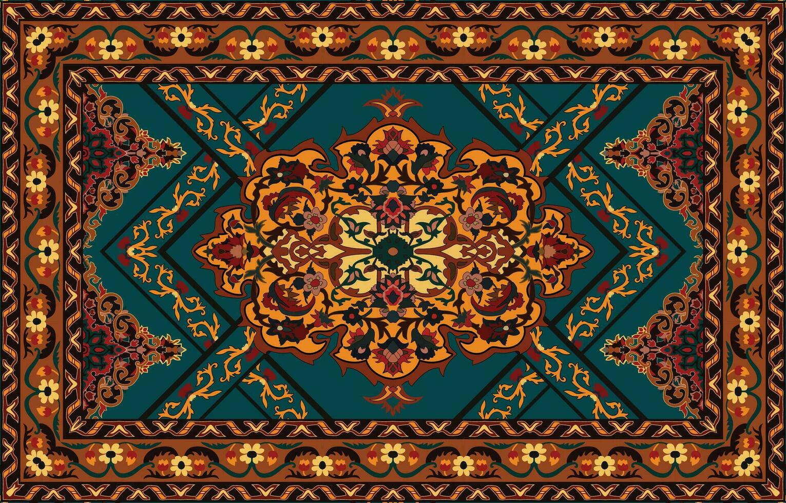 part of the old Persian red carpet texture Abstract ornaments, carpets vector