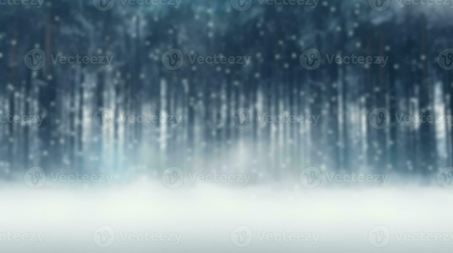 blur pine forest in winter background with snow. Christmas and new year holiday seasonal decoration. generative AI photo