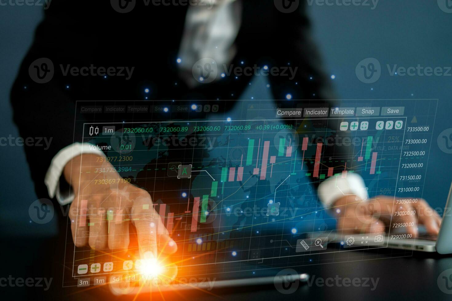 Business analysis technology, Businessman and finance analysis use digital tablets and computer notebooks to analyze financial graphs, stock market reports, and economic graph growth charts photo