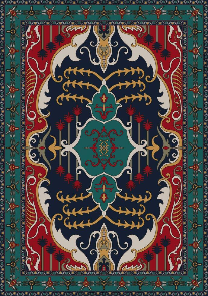 Persian carpet. Old red flowers for home decoration. vector