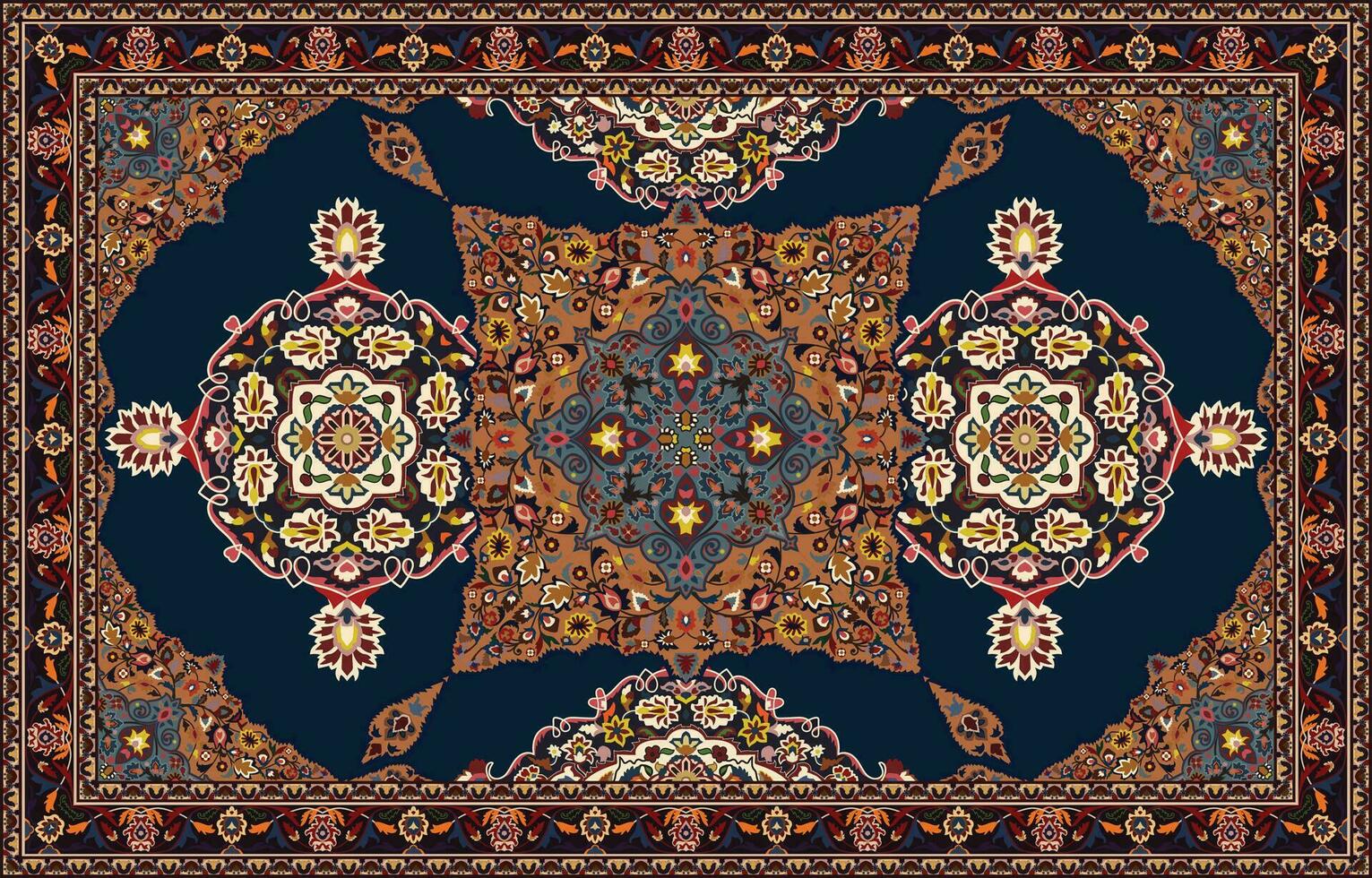 Colorful ornamental vector design for rug, tapis, yoga mat. Geometric ethnic clipart. Arabian ornamental carpet with decorative elements.Persian carpet