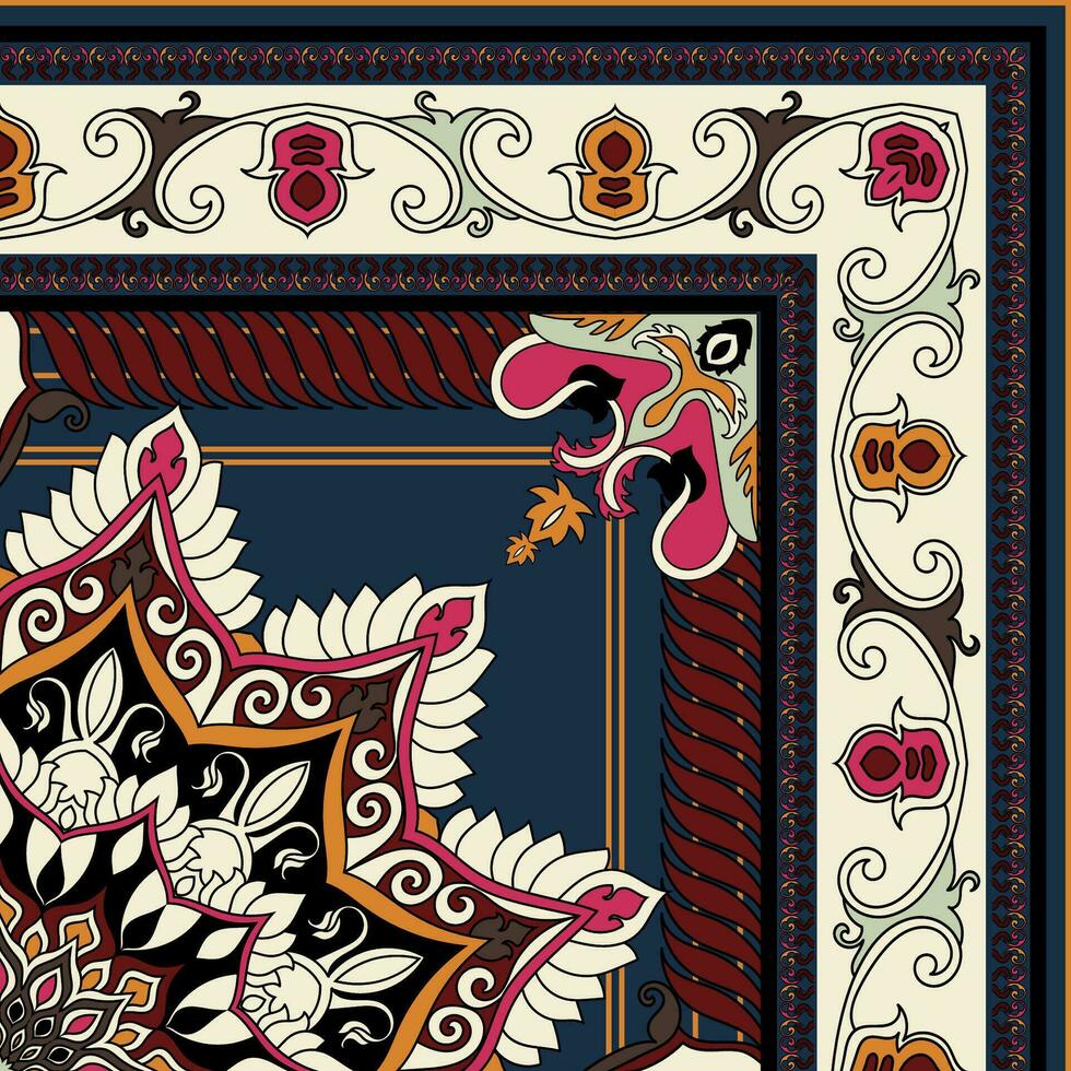 indio cachemir Arábica mandala moneda modelo para impreso seda bufanda tela floral oriental ornamento damasco diseños para mujer chales, alfombras, cuadrado almohadas, batik, alfombras vector