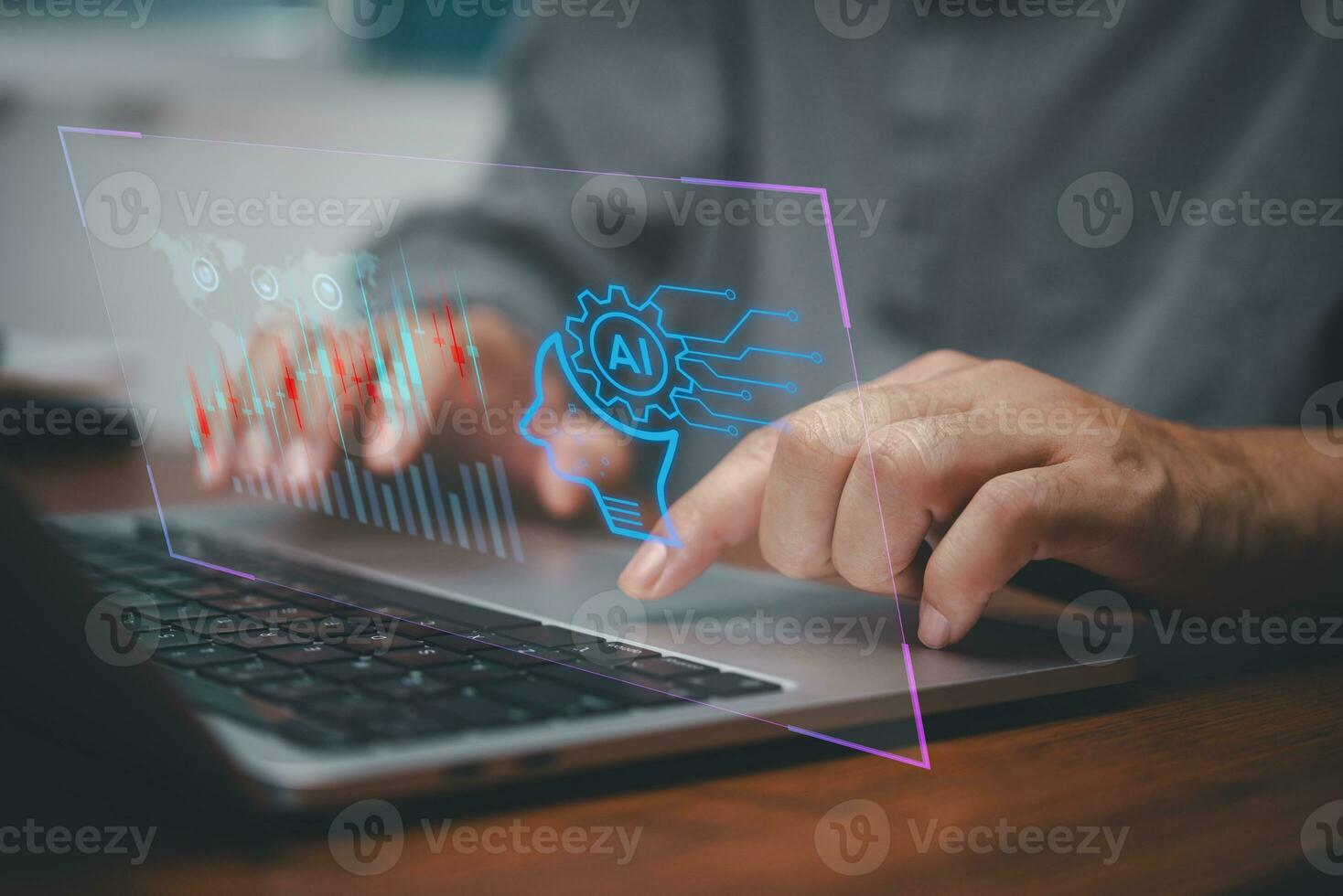 Chatbot  Ai Artificial Intelligence technology online customer service.Digital chatbot, robot application, OpenAI generate. financial investment stock market.Virtual assistant on internet. photo