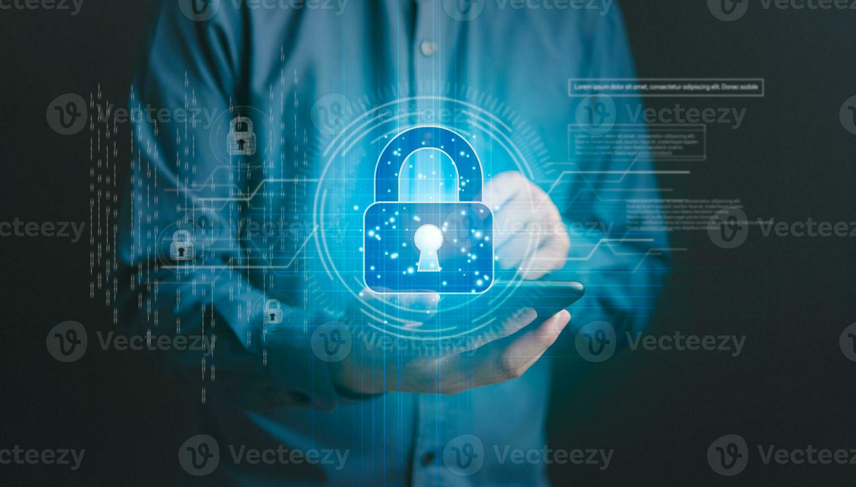 Cybersecurity protects digital information, computer systems, and networks, data privacy, secure passwords, and encryption to safeguard and ensure privacy. business technology shield safety hacker photo