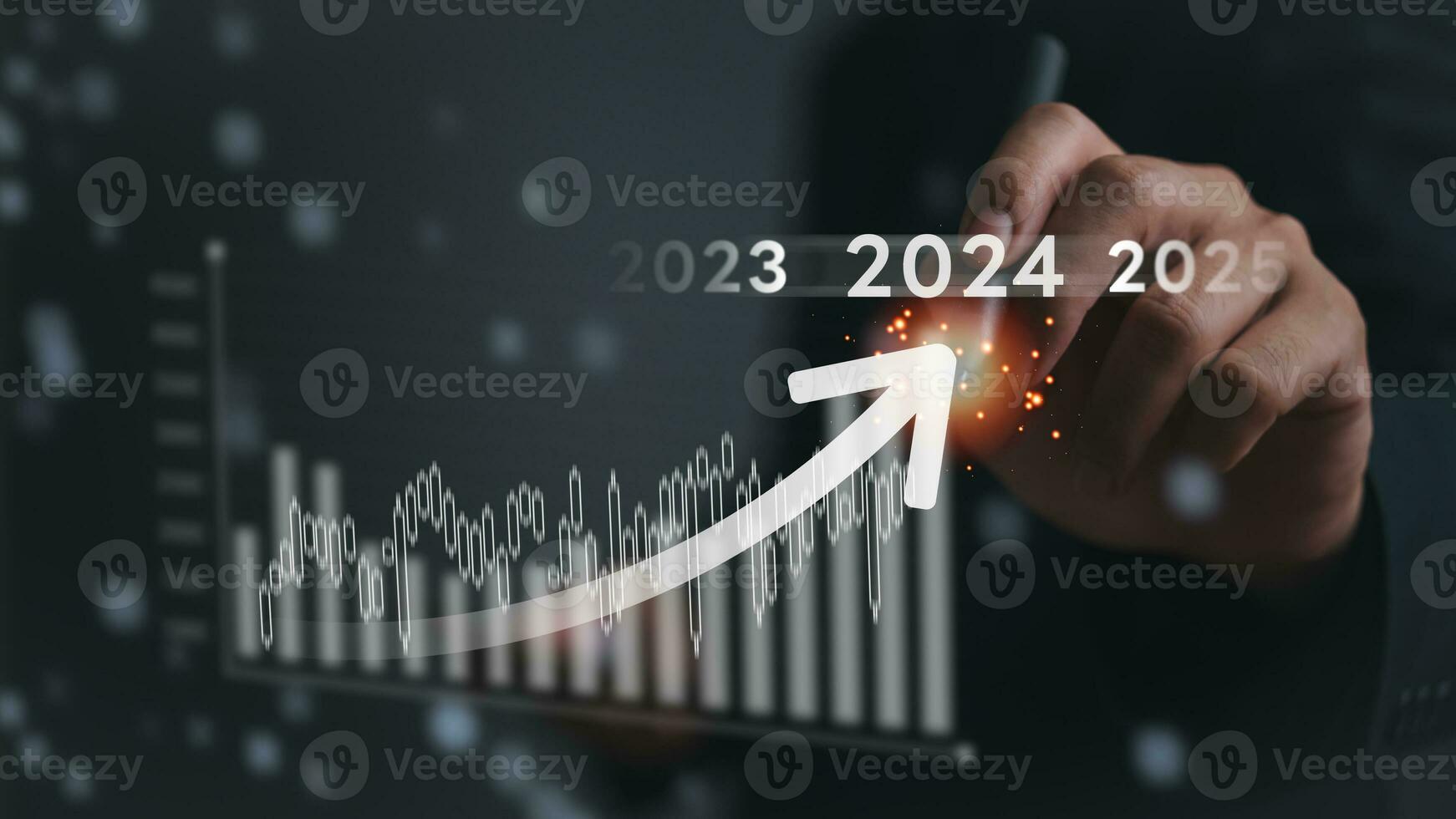 negocio grafico planificación crecimiento 2024, estrategia digital tecnología marketing, lucro ingreso, economía, financiero inversión datos valores mercado análisis Progreso concepto. foto