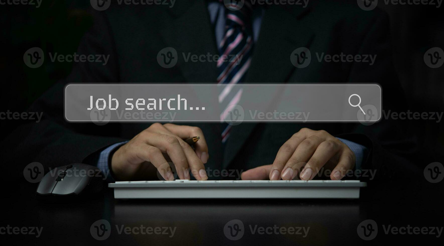 Job search find data online internet website. Business recruit resource human employee with computer technology concept. photo