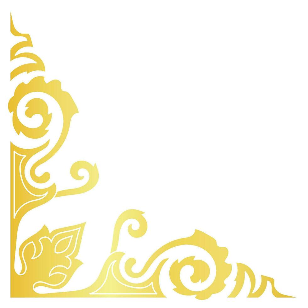 Golden Thai pattern corners decorate the corner edges. vector