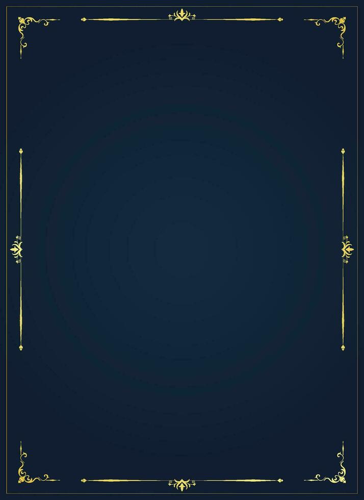 golden classic border Dark background vintage frame for certificate wedding card vector