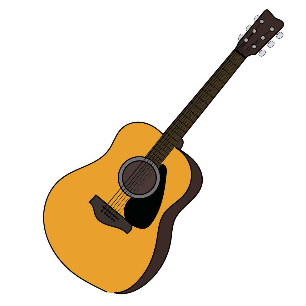 Guitar lines. Painting of an acoustic guitar. Illustrator drawing. White background. Guitar for painting. vector